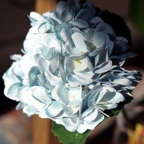 5 Stems Light Blue Artificial Silk Hydrangea Flowers