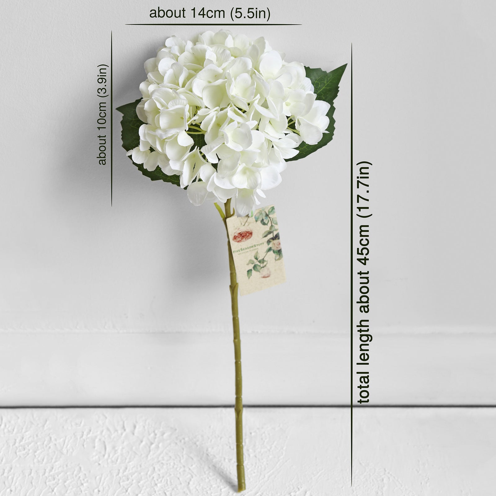 5 Stems White Artificial Silk Hydrangea Flowers
