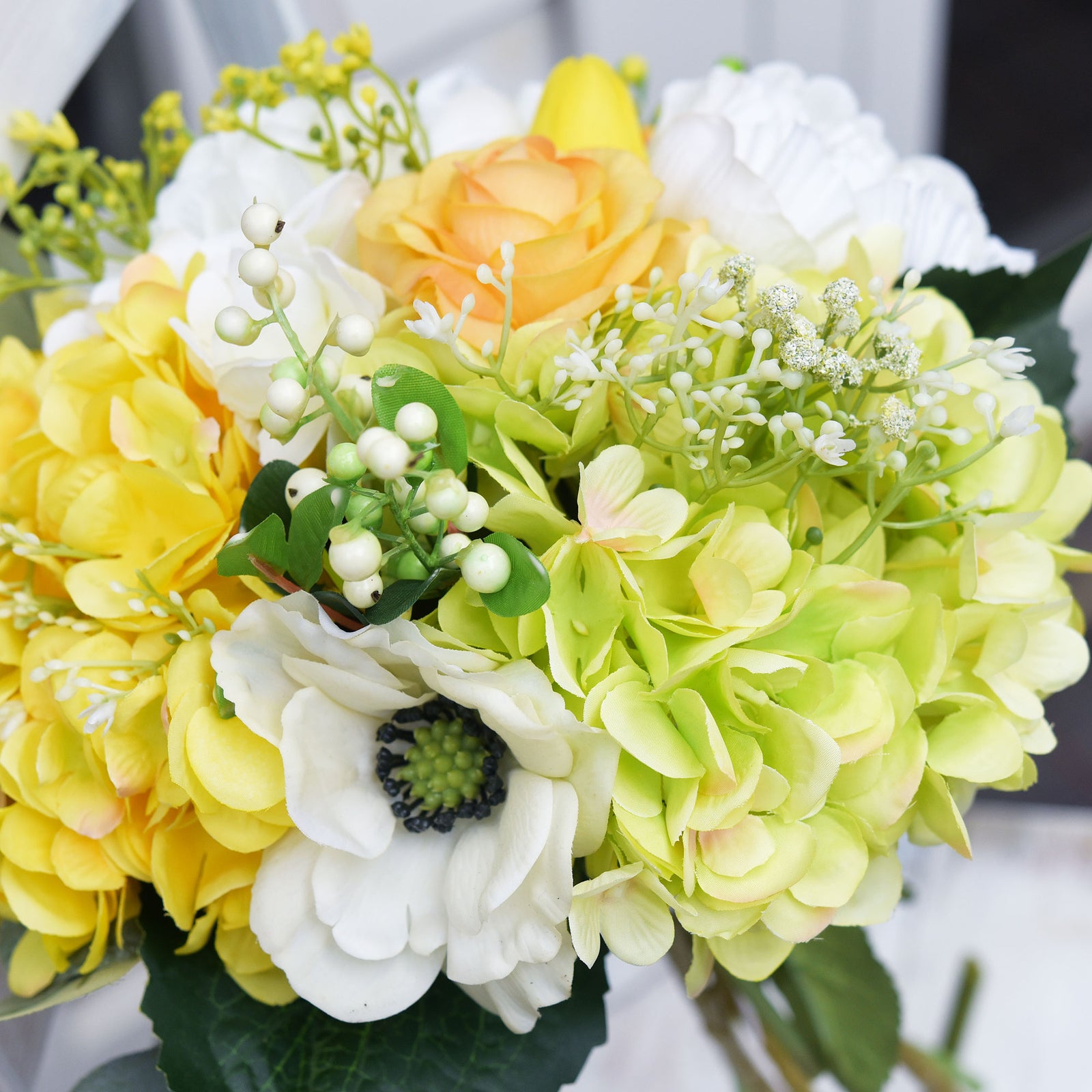 5 Stems Spring Green Artificial Silk Hydrangea Flowers