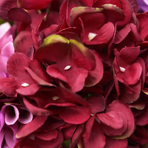 5 Stems Scarlet Artificial Silk Hydrangea Flowers