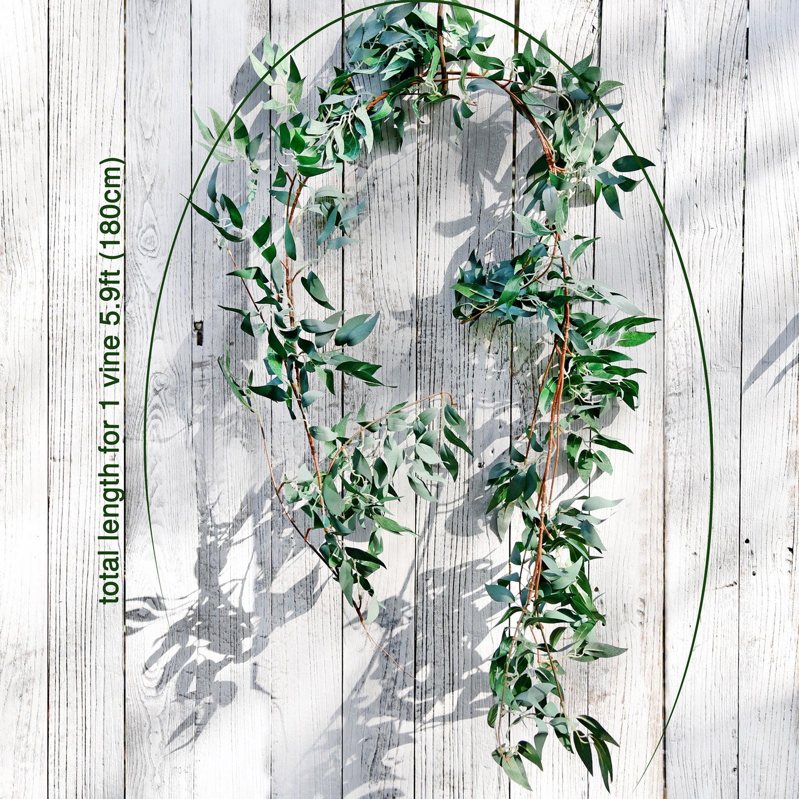 FiveSeasonStuff 2 Pcs Willow Leaves Garland Artificial Silk Leaves Vine Hanging Decorations for Home Wall Decoration, Wedding Decor, Bridal, Wreaths (foggy green)