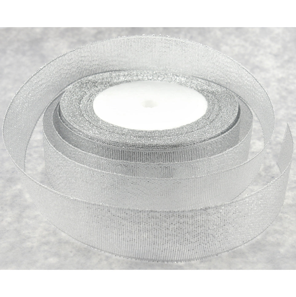 25mm Silver Metallic  Single Sided Ribbon