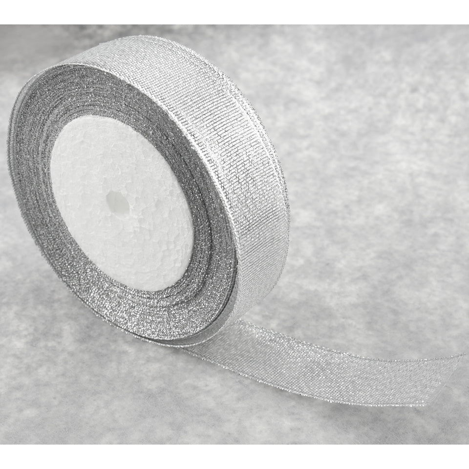 25mm Silver Metallic  Single Sided Ribbon