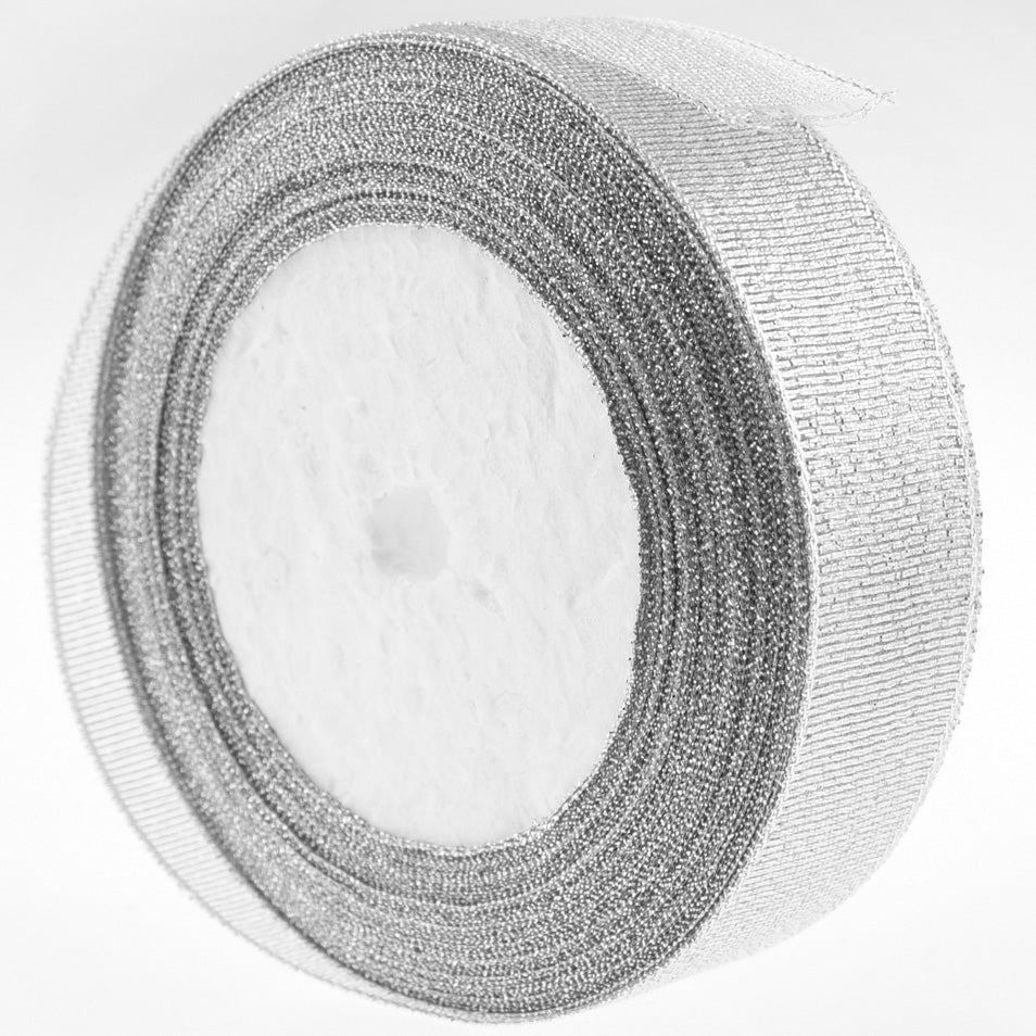 25mm Silver Metallic  Single Sided Ribbon