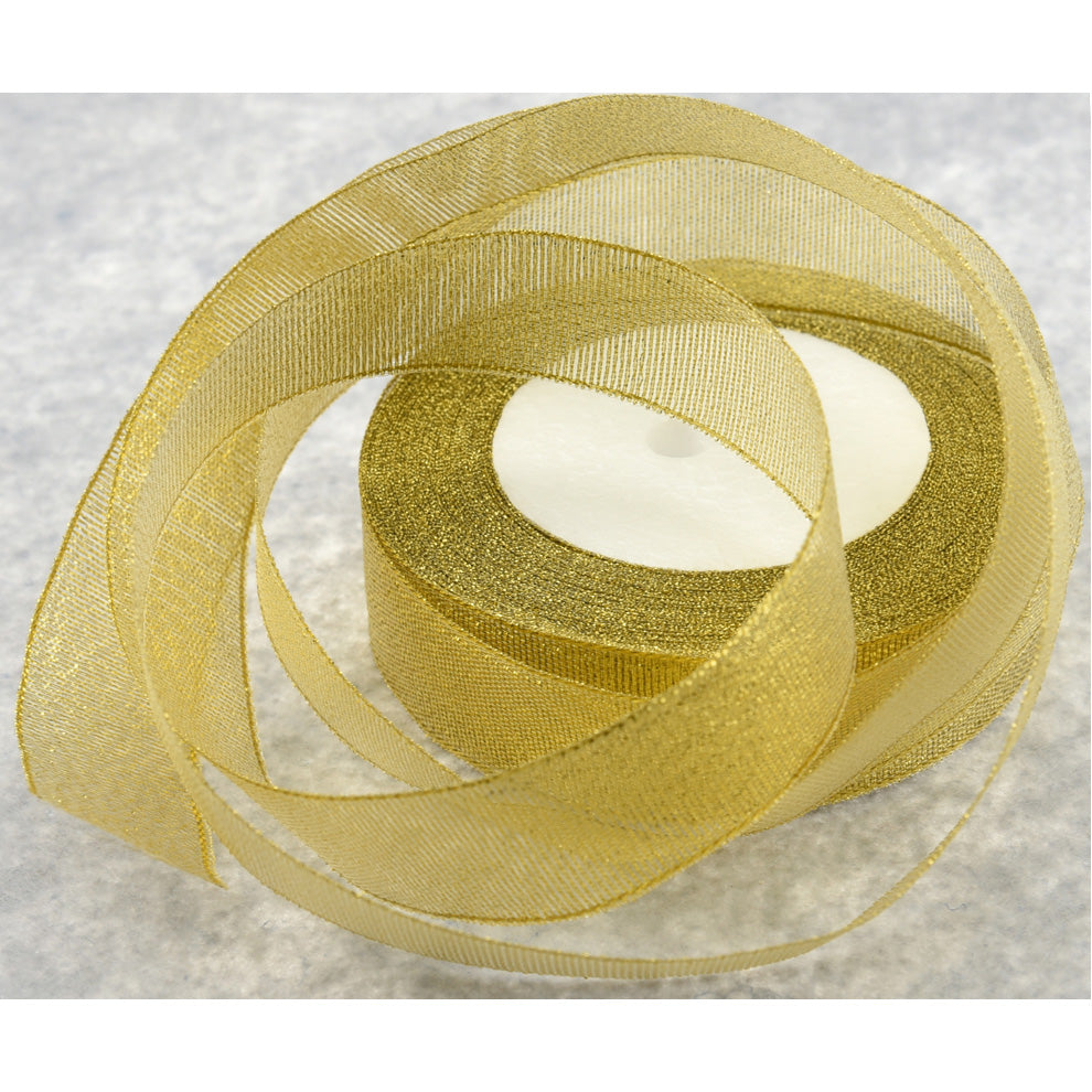 25mm Gold Metallic  Single Sided Ribbon