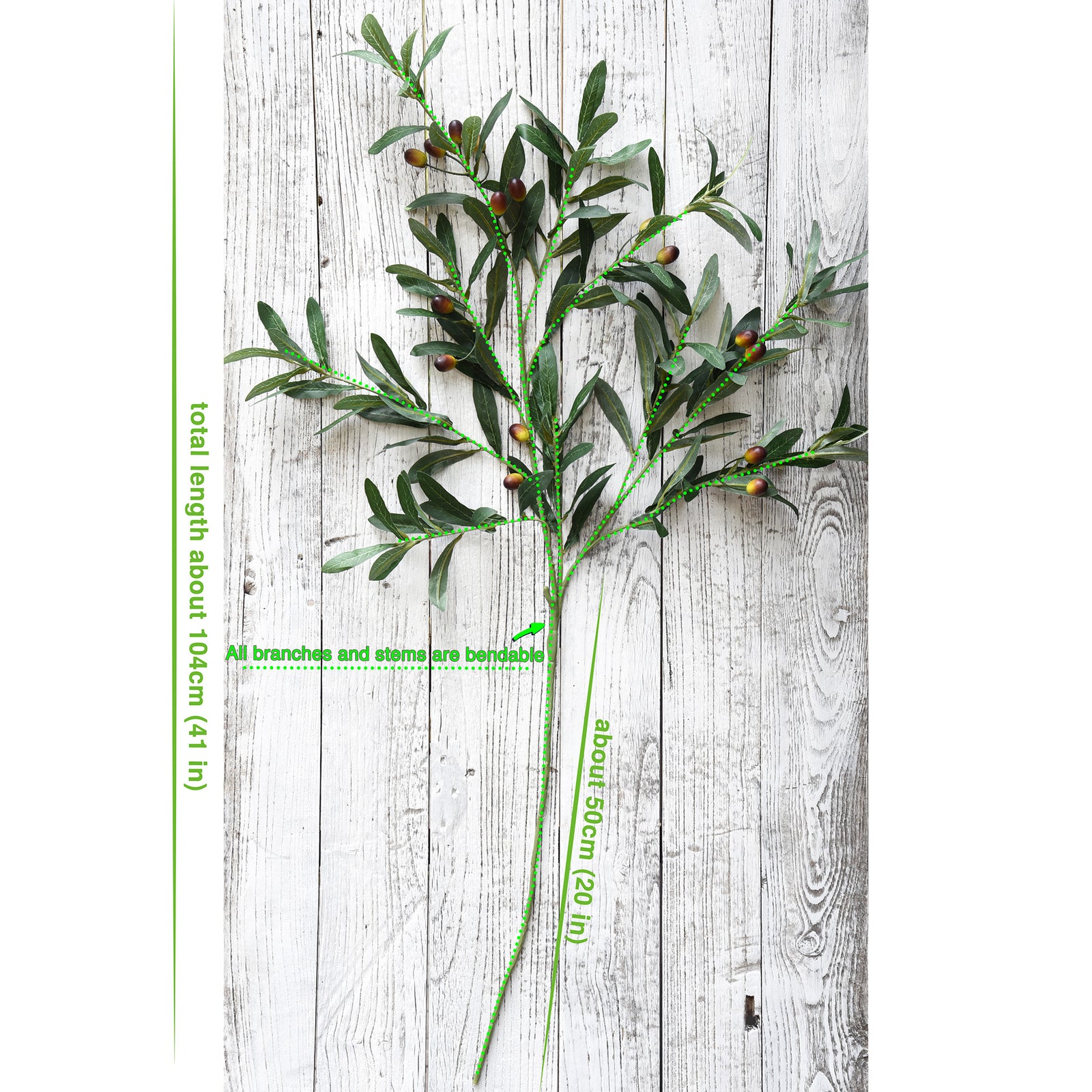 2 Stems Premium Quality Artificial Olive Leaves and Branches Greenery Floral Arrangement Decoration 31 inches (78cm)