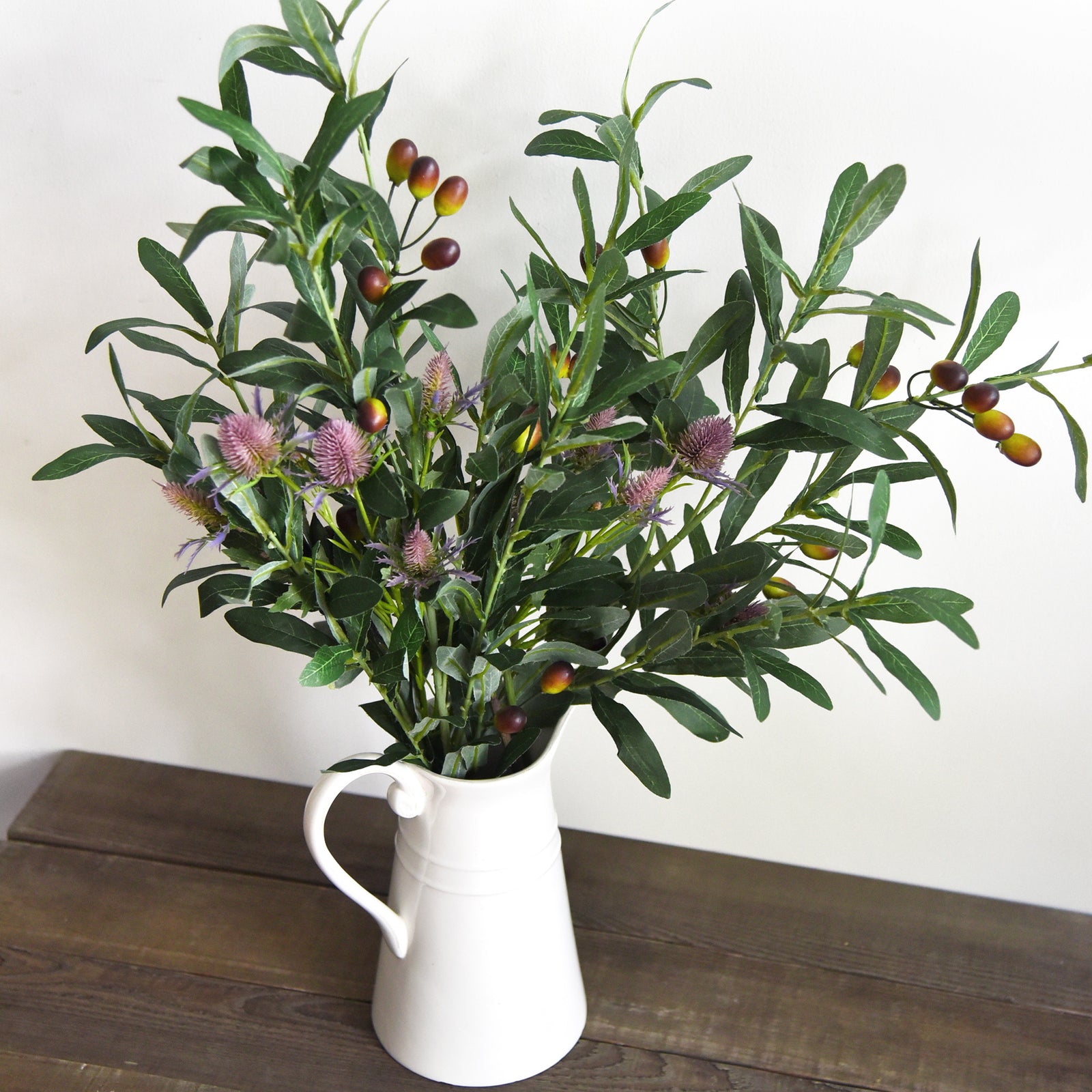 2 Stems Premium Quality Artificial Olive Leaves and Branches Greenery Floral Arrangement Decoration 31 inches (78cm)