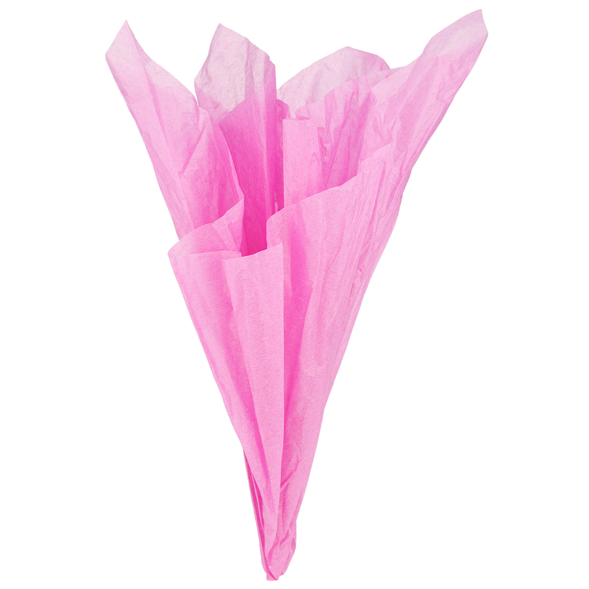 Displaying of a rose red tissue paper in ice cream cone shape