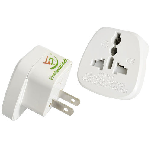 5-Pack Travel Adapter for Traveling to U.S.A. (2-Prong, White) Type B