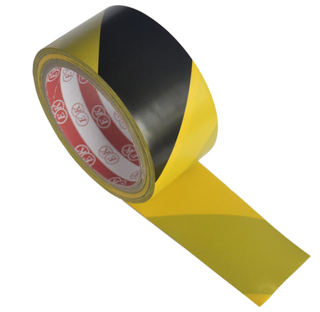 High Strength Adhesive Single-Sided Black and Yellow Standard Hazard Safety Warning Floor Tape for Social Distance, Strong and Water Resistant Tape (4.5cm x 17 meters)