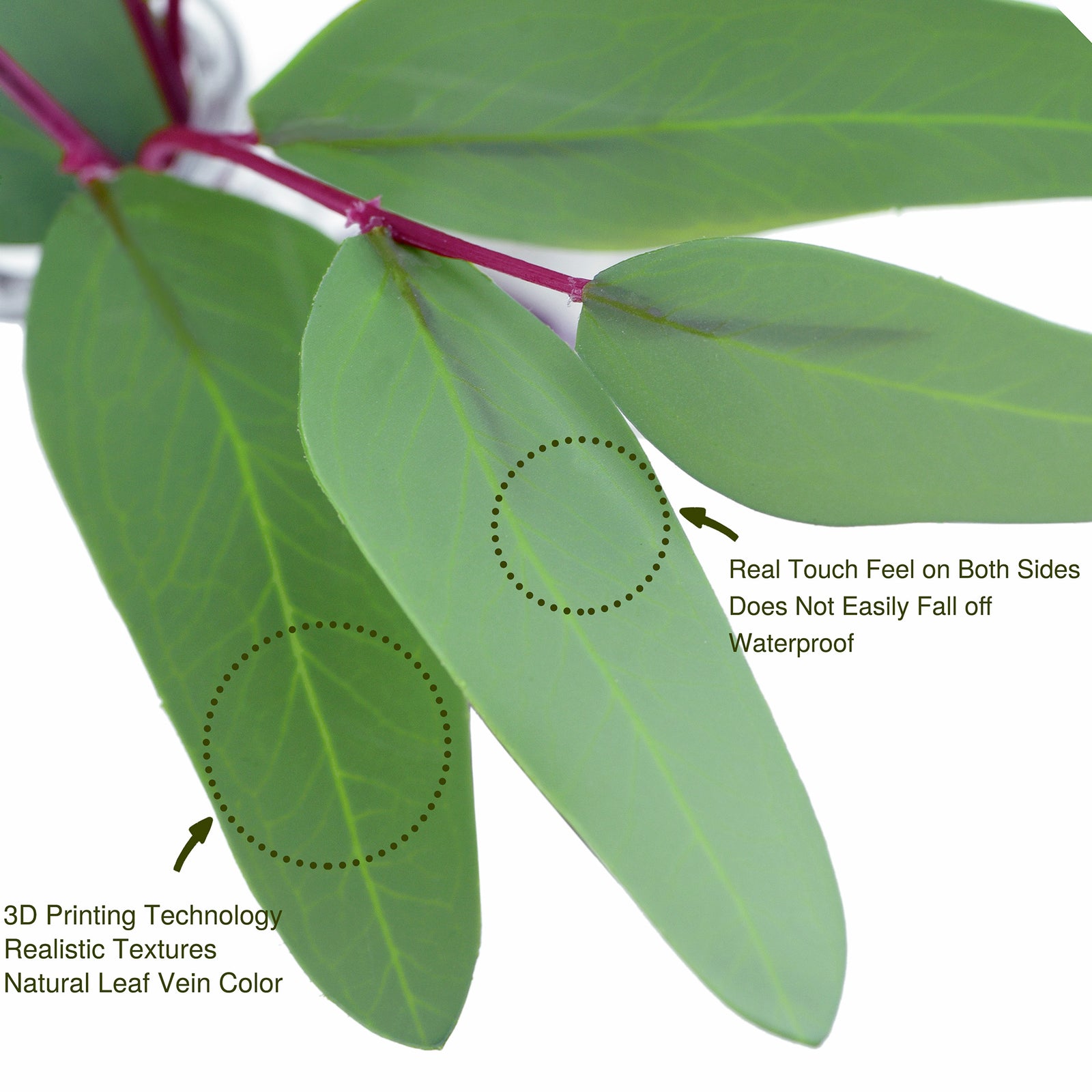 FiveSeasonStuff 4 Pcs Artificial Real Touch Realistic Eucalyptus Leaves Decoration Home Décor (Seeded Eucalyptus Style2 4 Stems)