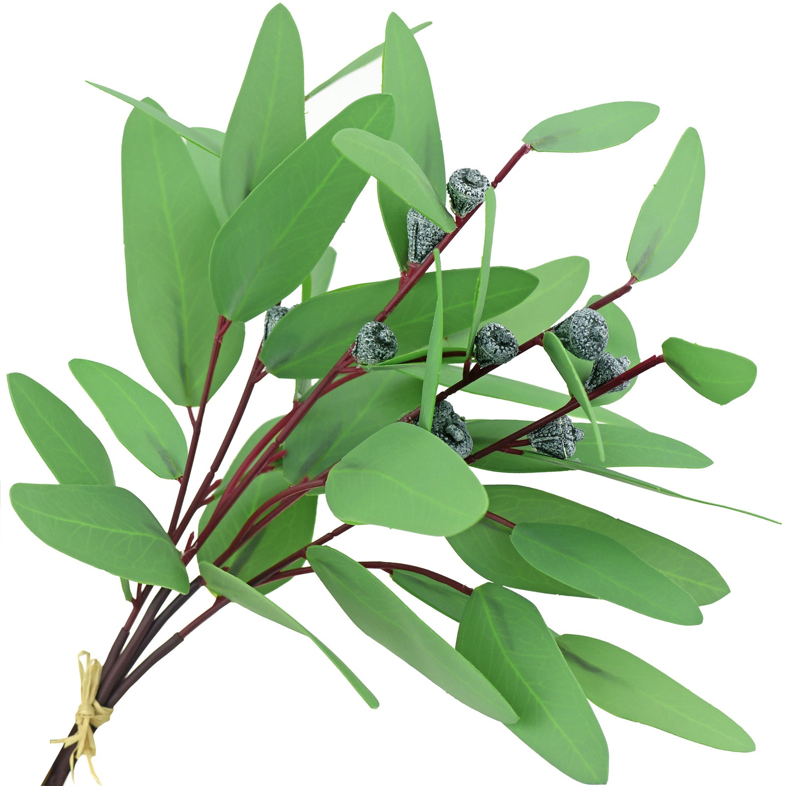 FiveSeasonStuff 4 Pcs Artificial Real Touch Realistic Eucalyptus Leaves Decoration Home Décor (Seeded Eucalyptus Style2 4 Stems)