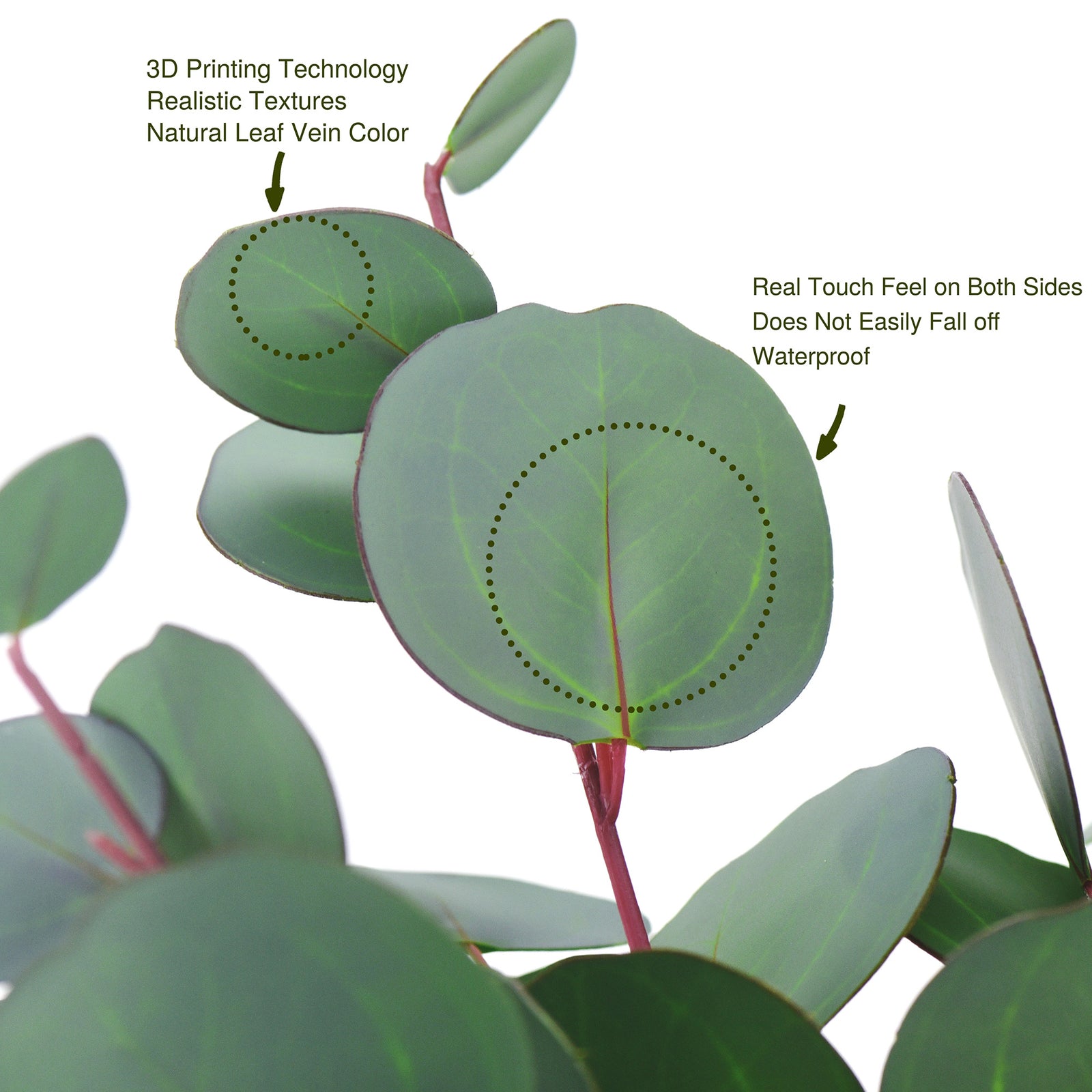 FiveSeasonStuff 4 Pcs Artificial Real Touch Realistic Eucalyptus Leaves Decoration Home Décor (Silver Dollar Eucalyptus 4 Stems)