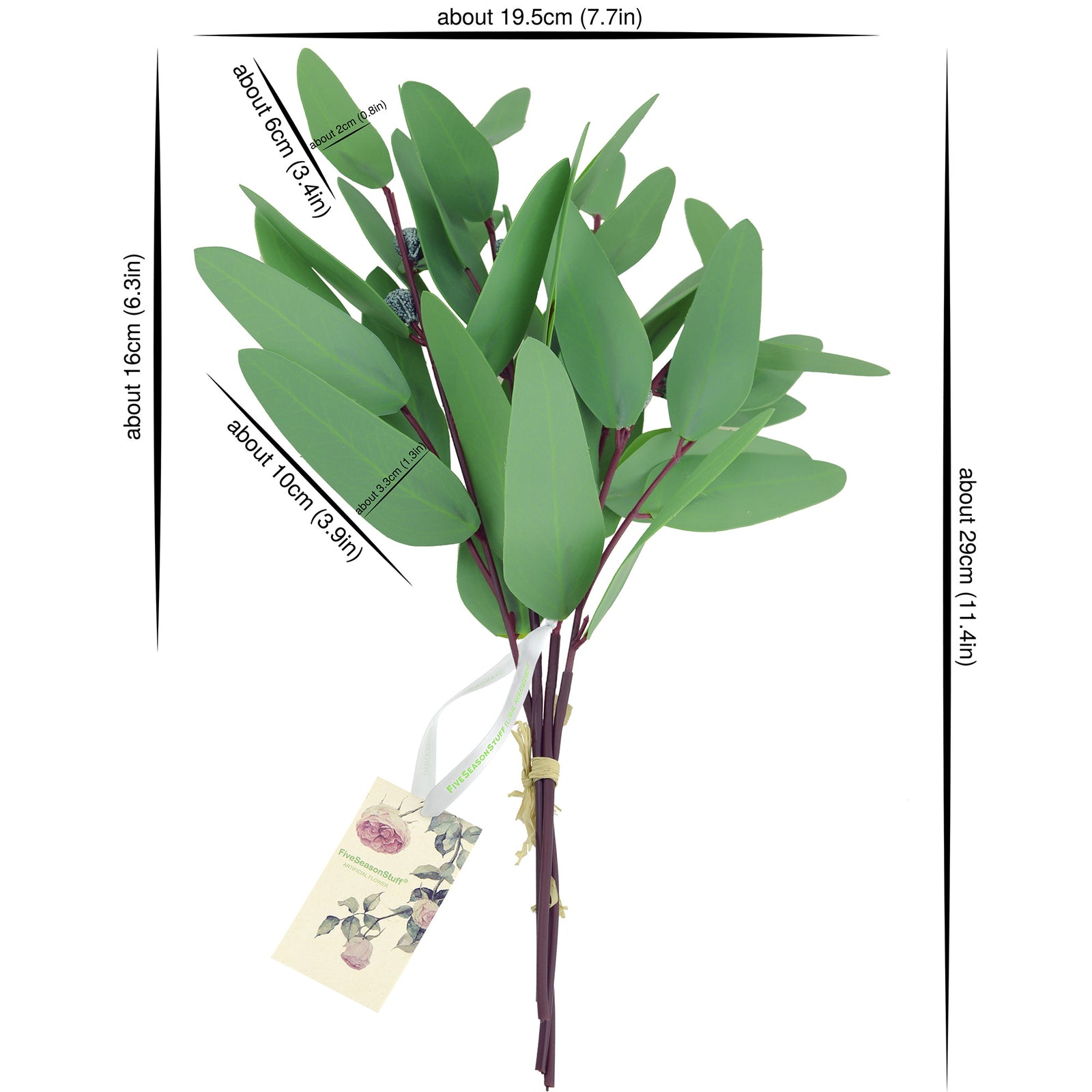 FiveSeasonStuff 4 Pcs Artificial Real Touch Realistic Eucalyptus Leaves Decoration Home Décor (Seeded Eucalyptus Style2 4 Stems)