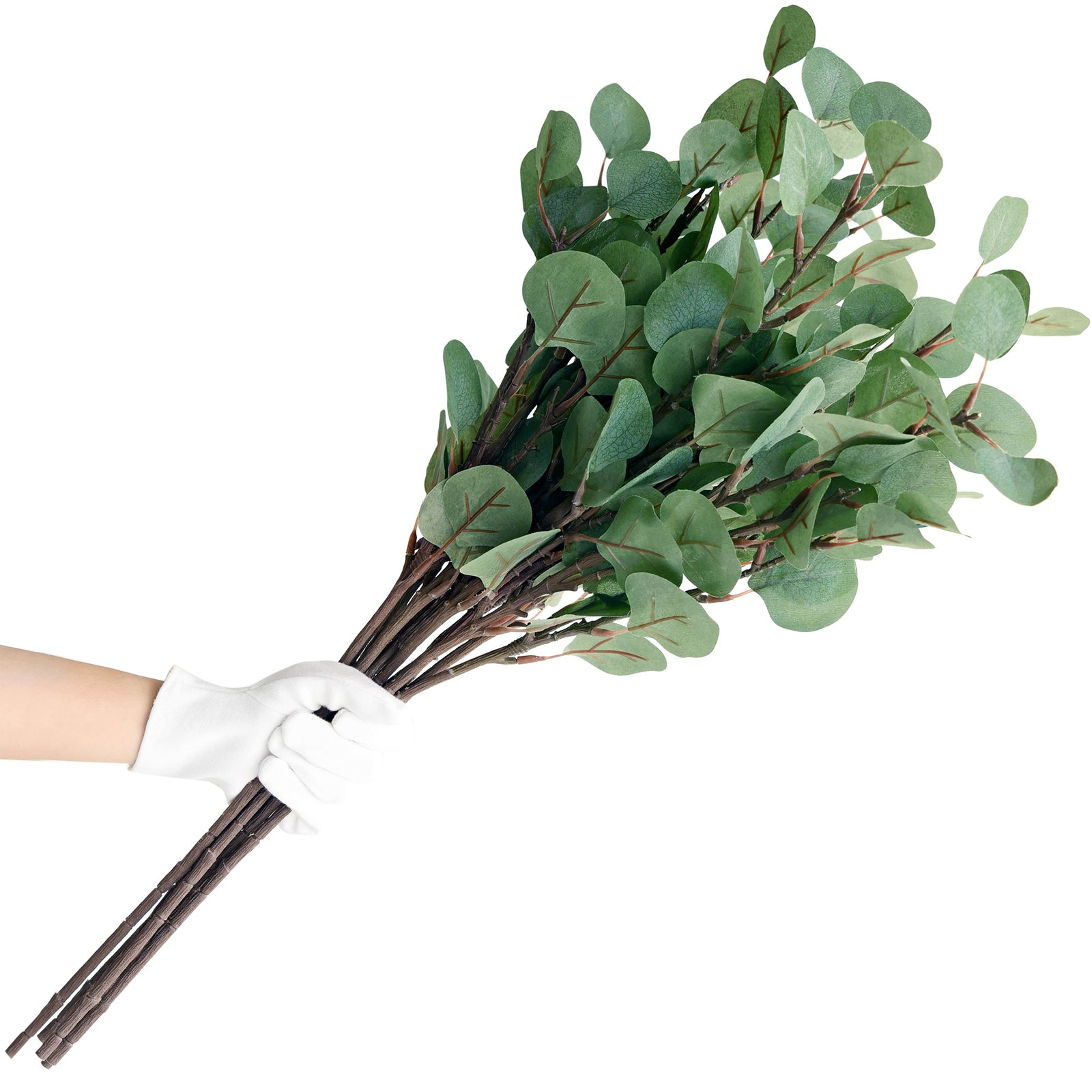 FiveSeasonStuff 6 Pcs Artificial Silver Dollar Eucalyptus Stems – Lifelike Greenery for Floral Arrangements, Home Décor, and Weddings (Long Stem)