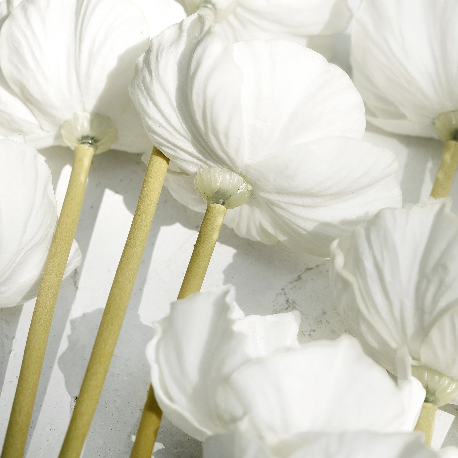 FiveSeasonStuff White Real Touch Artificial Poppy Flowers Remembrance Day Decorations 10 Stems 12.6'' (32cm)