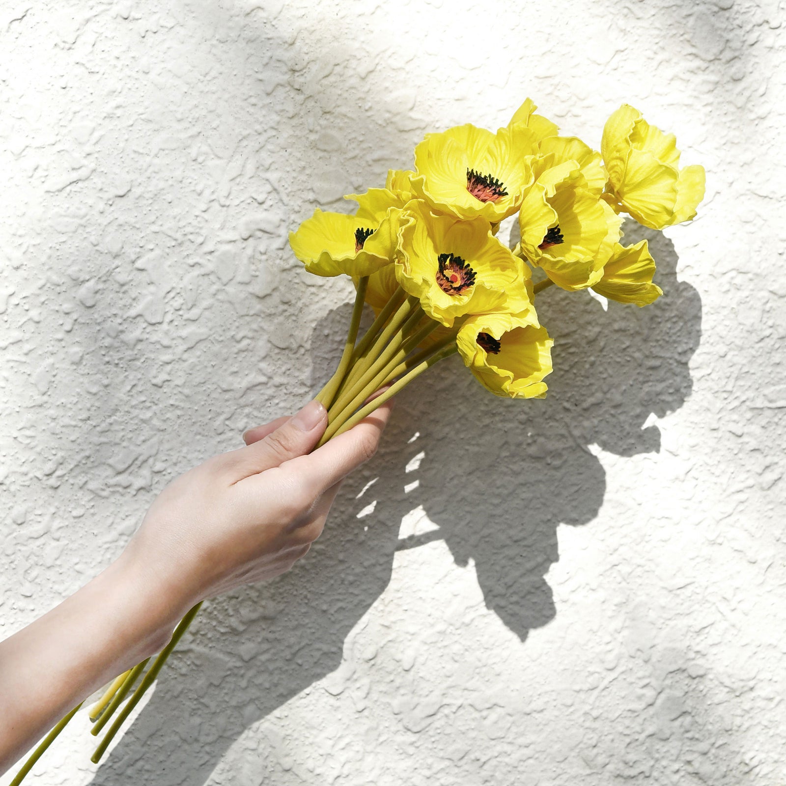 FiveSeasonStuff Yellow Real Touch Artificial Poppy Flowers Home Decoration Remembrance Day 10 Stems 12.6'' (32cm)