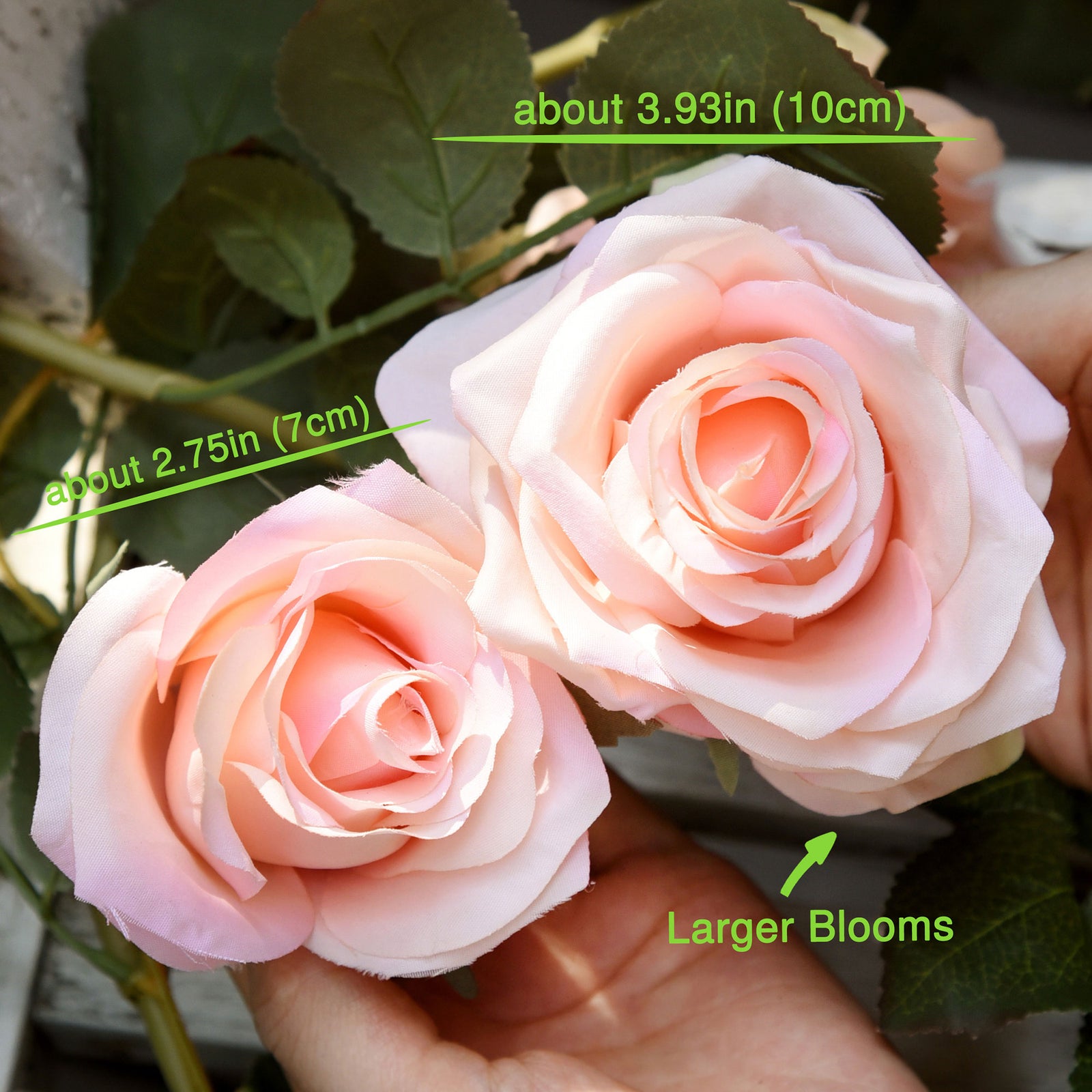 FiveSeasonStuff 2 Pcs Bendable Flower Garland Artificial Silk Rose Vine Leaves Hanging Face Flowers for Wall Decoration, Wreaths (Pink)