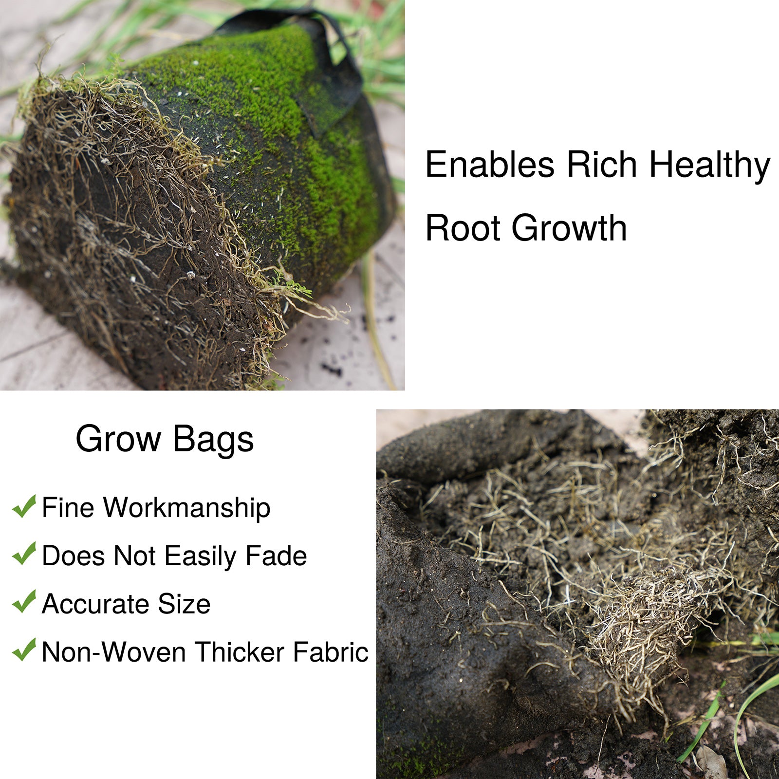 Black 2-gallon fabric grow bag shown in an alternate product view for container gardening.