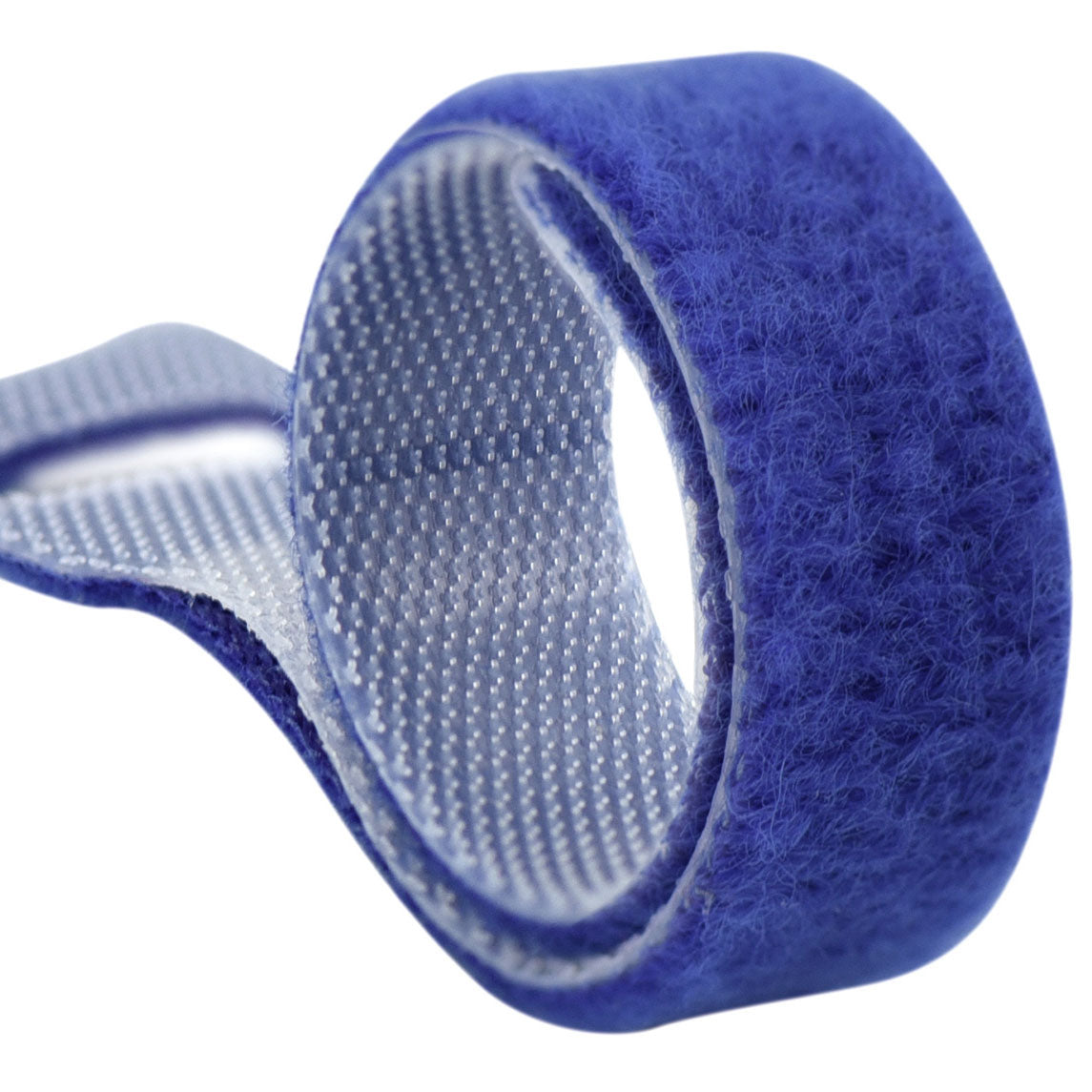 Blue reusable nylon hook and loop cable ties shown in product view 3 for cord and wire organization.