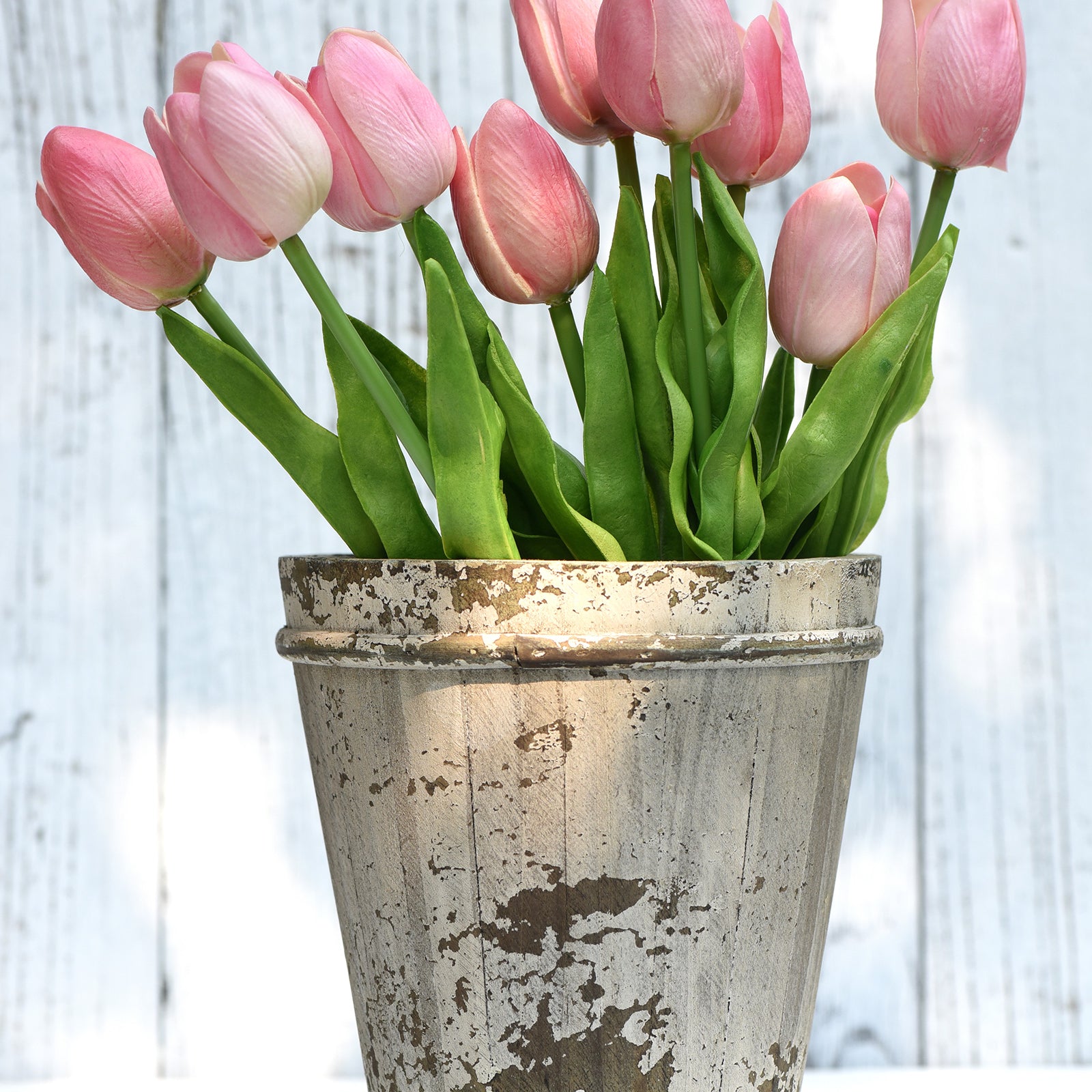 Pink Real Touch Tulips Artificial Flowers Bouquet 10 Stems