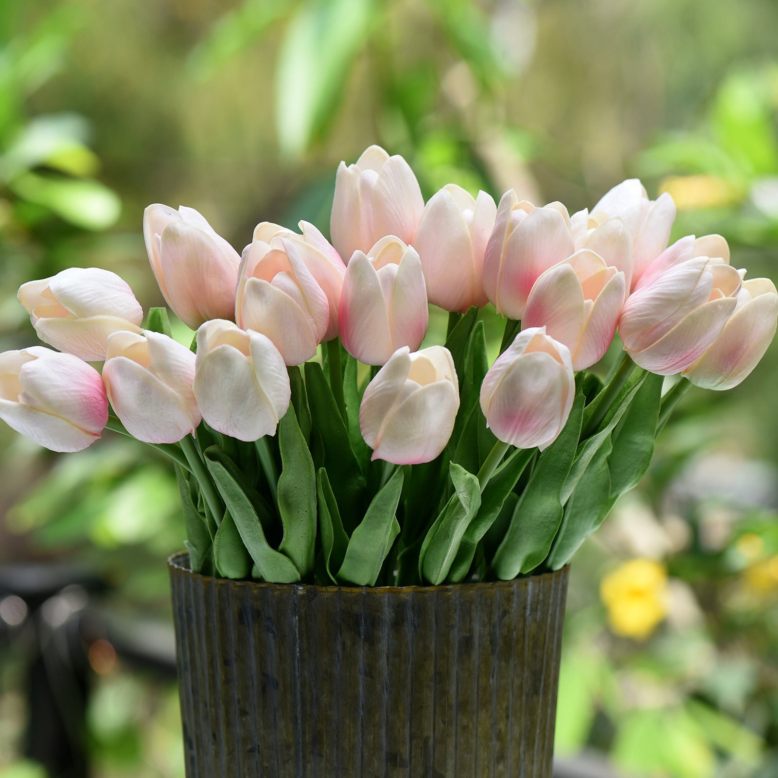 Light Pink Real Touch Tulips Artificial Flowers Bouquet 10 Stems