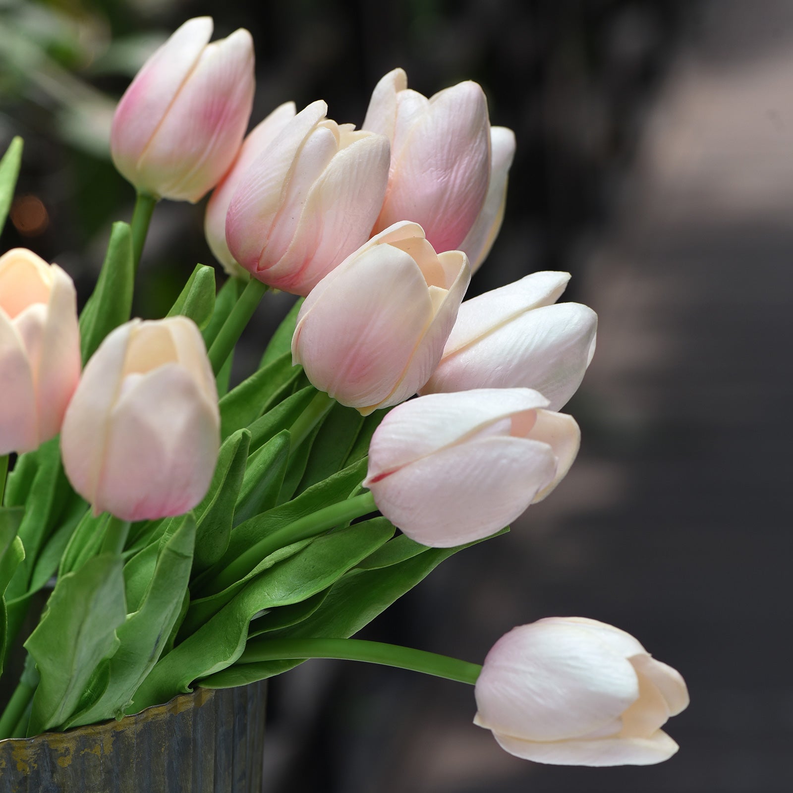 Light Pink Real Touch Tulips Artificial Flowers Bouquet 10 Stems