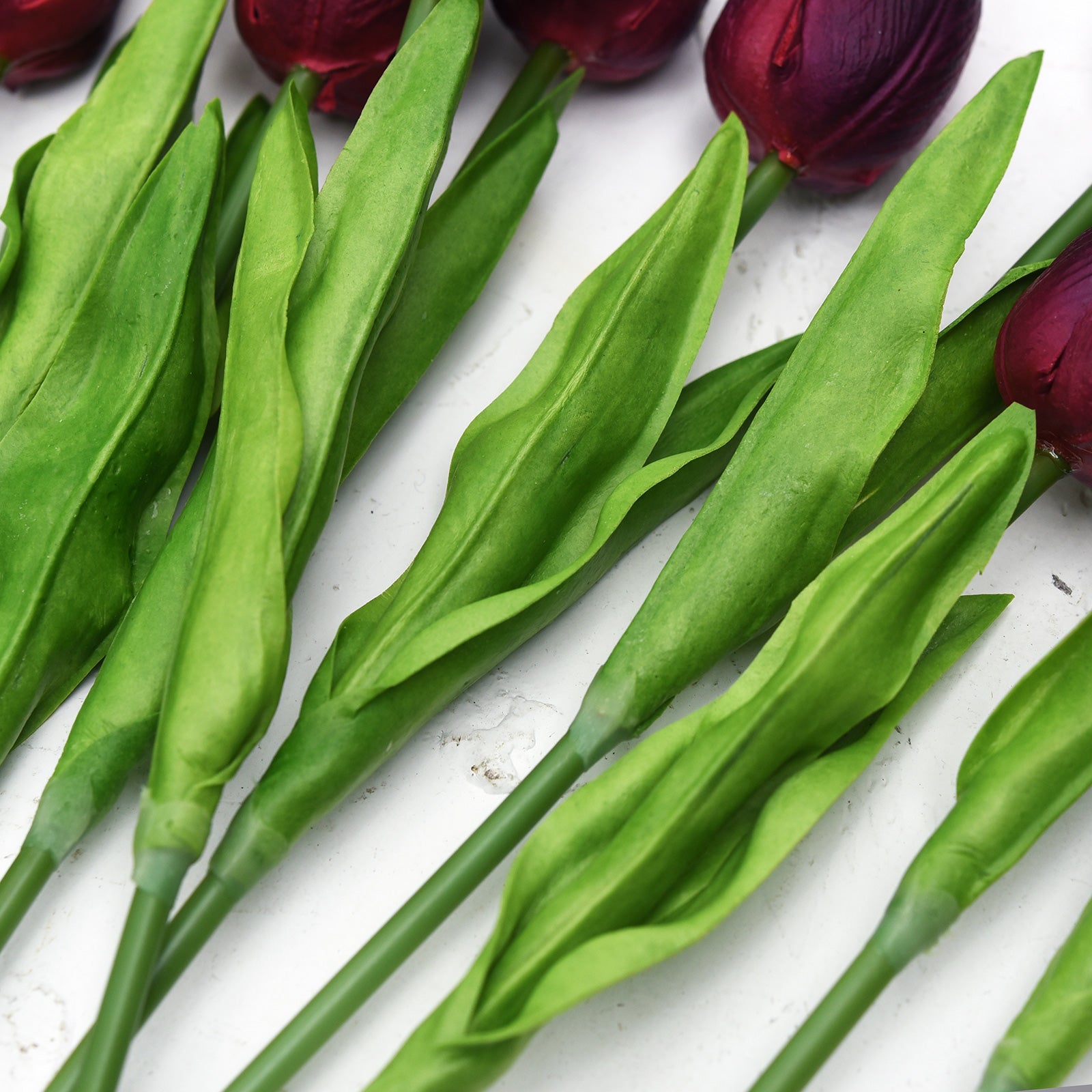 Dark Scarlet Real Touch Tulips Artificial Flowers Bouquet 10 Stems