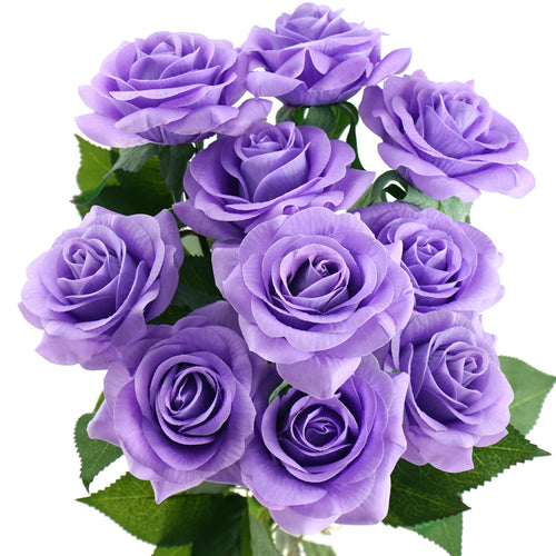 Real Touch 10 Stems Lilac Silk Artificial Roses Flowers ‘Petals Feel and Look like Fresh Roses'