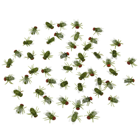 FiveSeasonStuff 50 Pcs x Fly Toy | Fake Flies | Party Pranks | Practical Jokes | Halloween Props | Prank Fly | Realistic Looking Flies Insect | Wings Can Be Detached