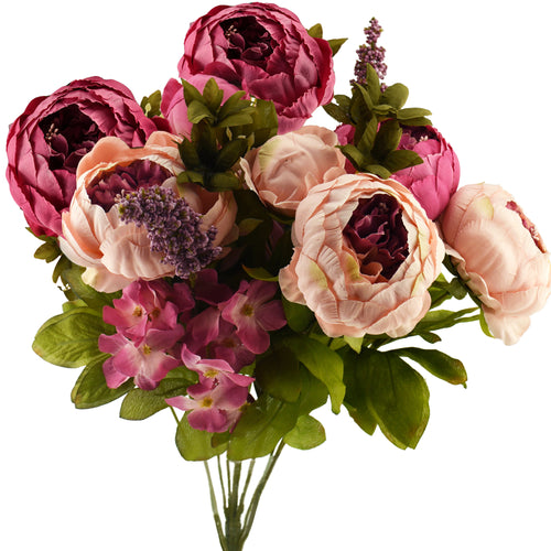FiveSeasonStuff Mixed Pink Silk Peonies Artificial Flower Bouquet