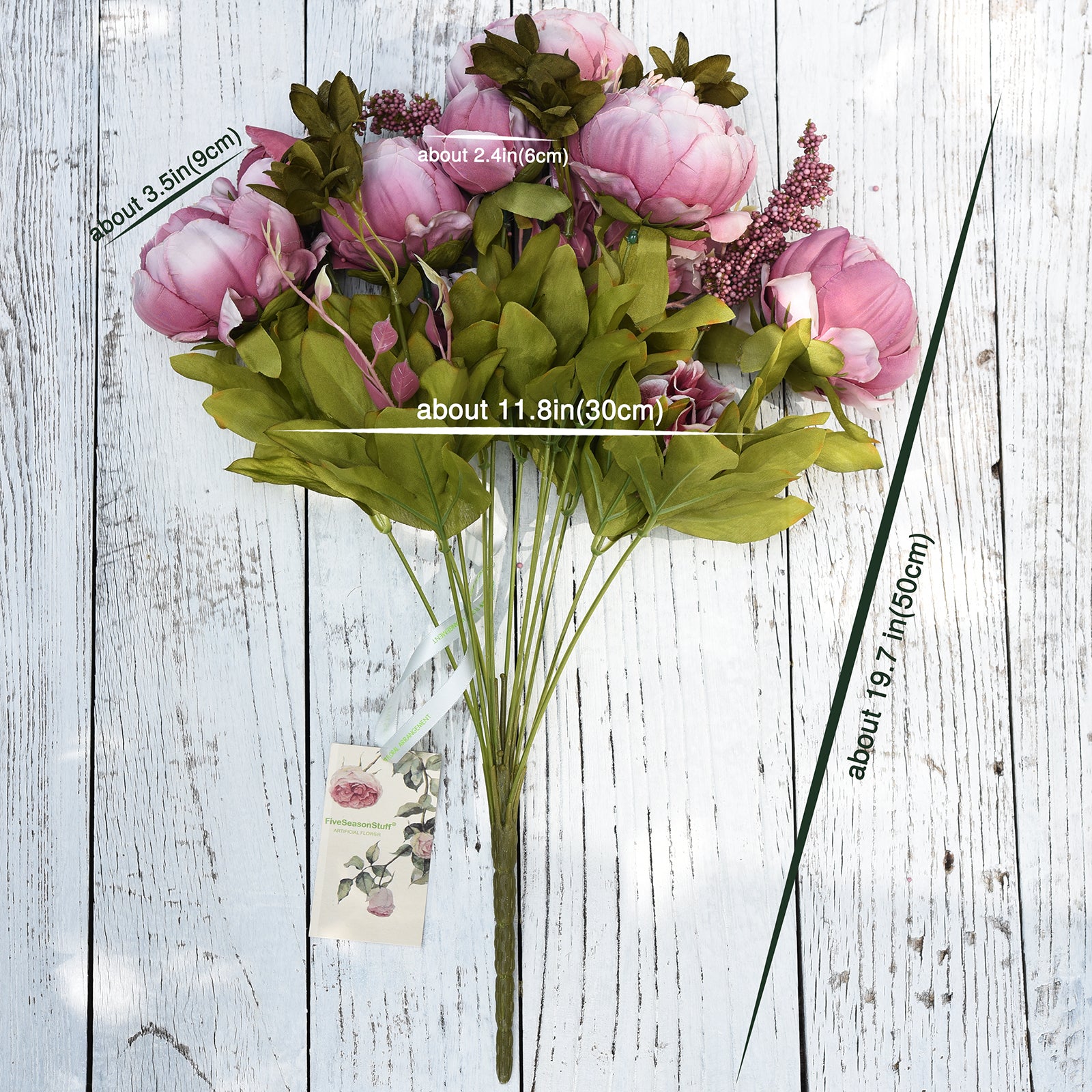 FiveSeasonStuff Cameo Brown Silk Peonies Artificial Flower Bouquet