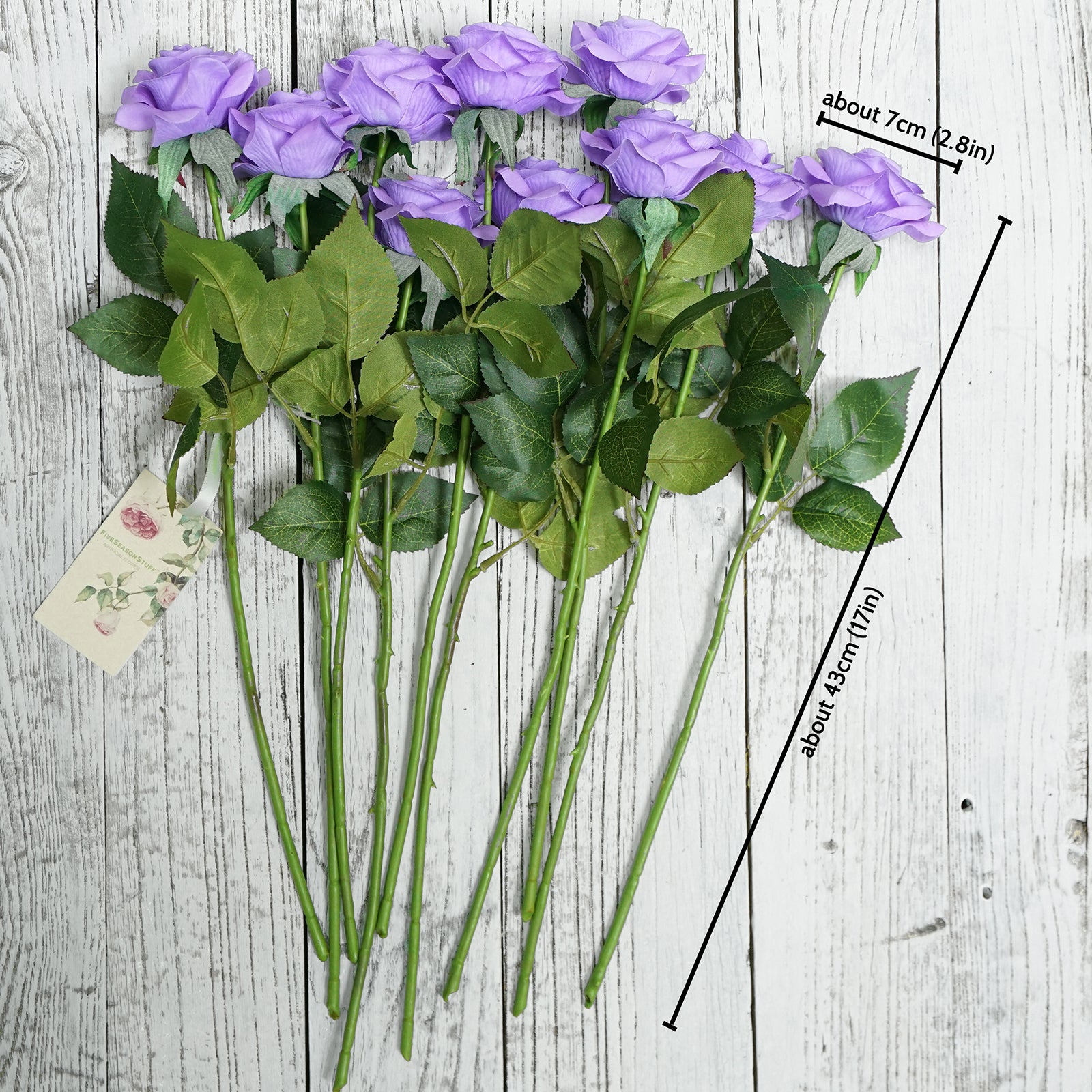 Real Touch 10 Stems Lilac Silk Artificial Roses Flowers ‘Petals Feel and Look like Fresh Roses'