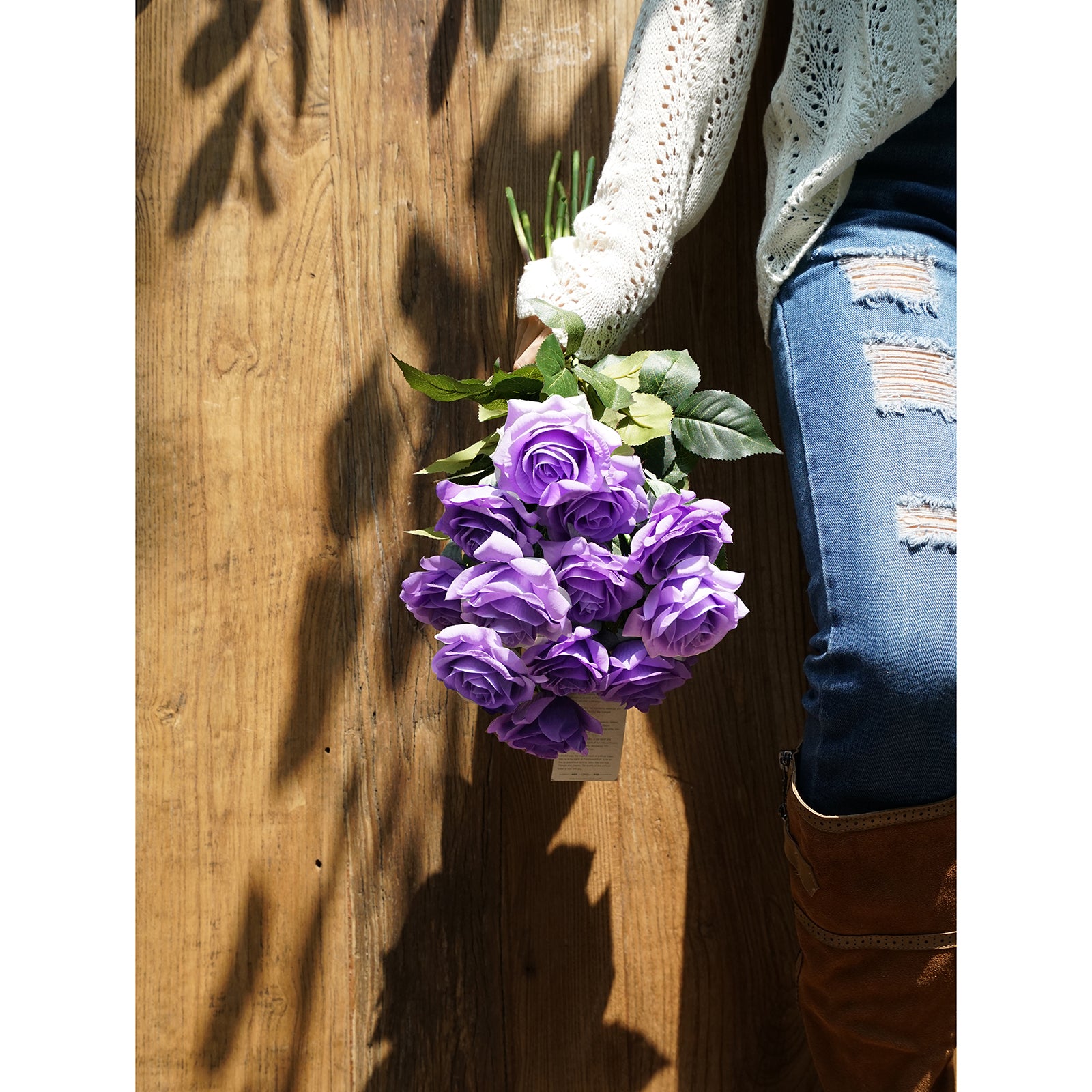 Real Touch 10 Stems Lilac Silk Artificial Roses Flowers ‘Petals Feel and Look like Fresh Roses'