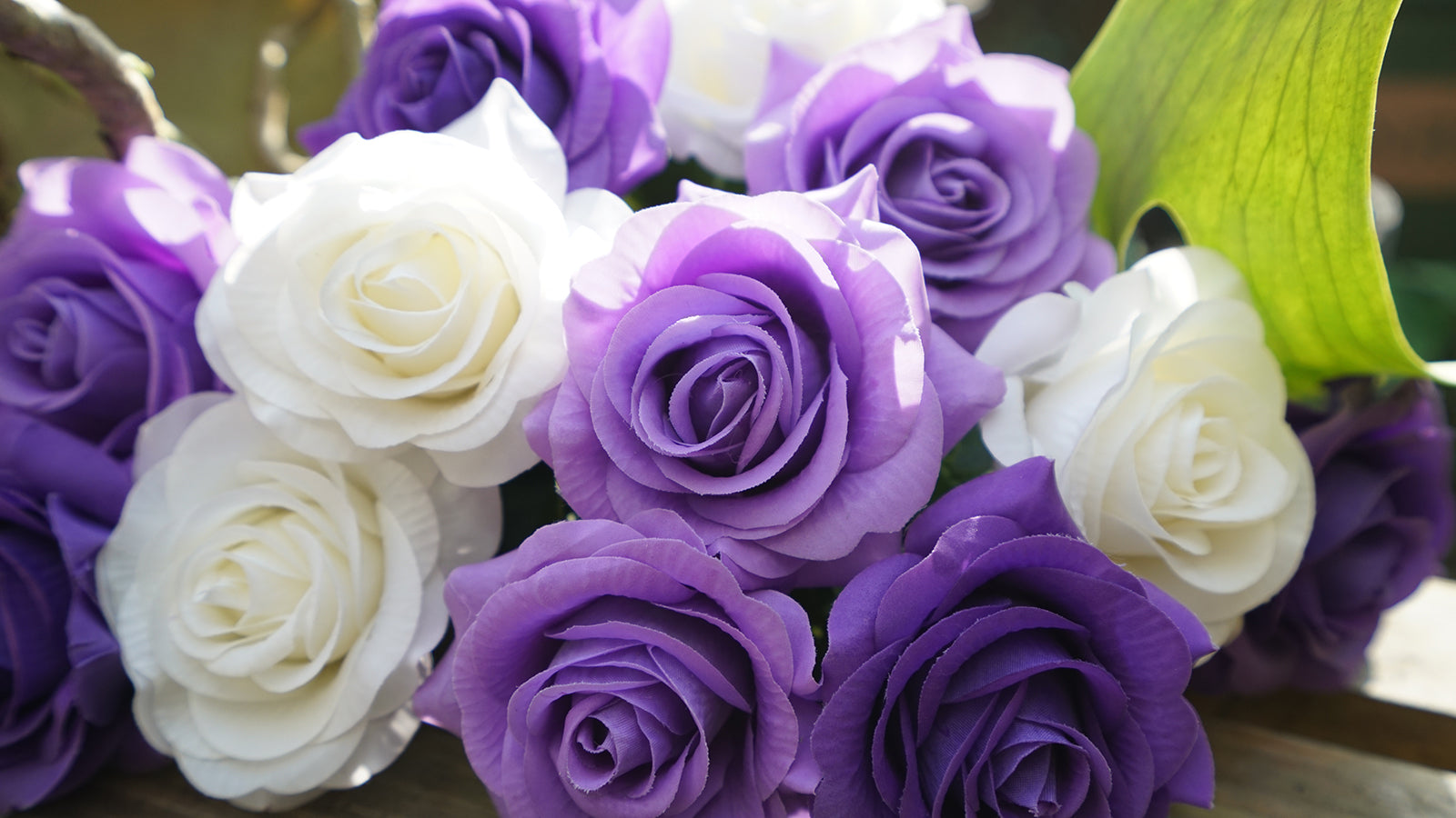 Real Touch 12 Stems Light Purple | White Mix Color Silk Artificial Roses Flowers ‘Petals Feel and Look like Fresh Roses'