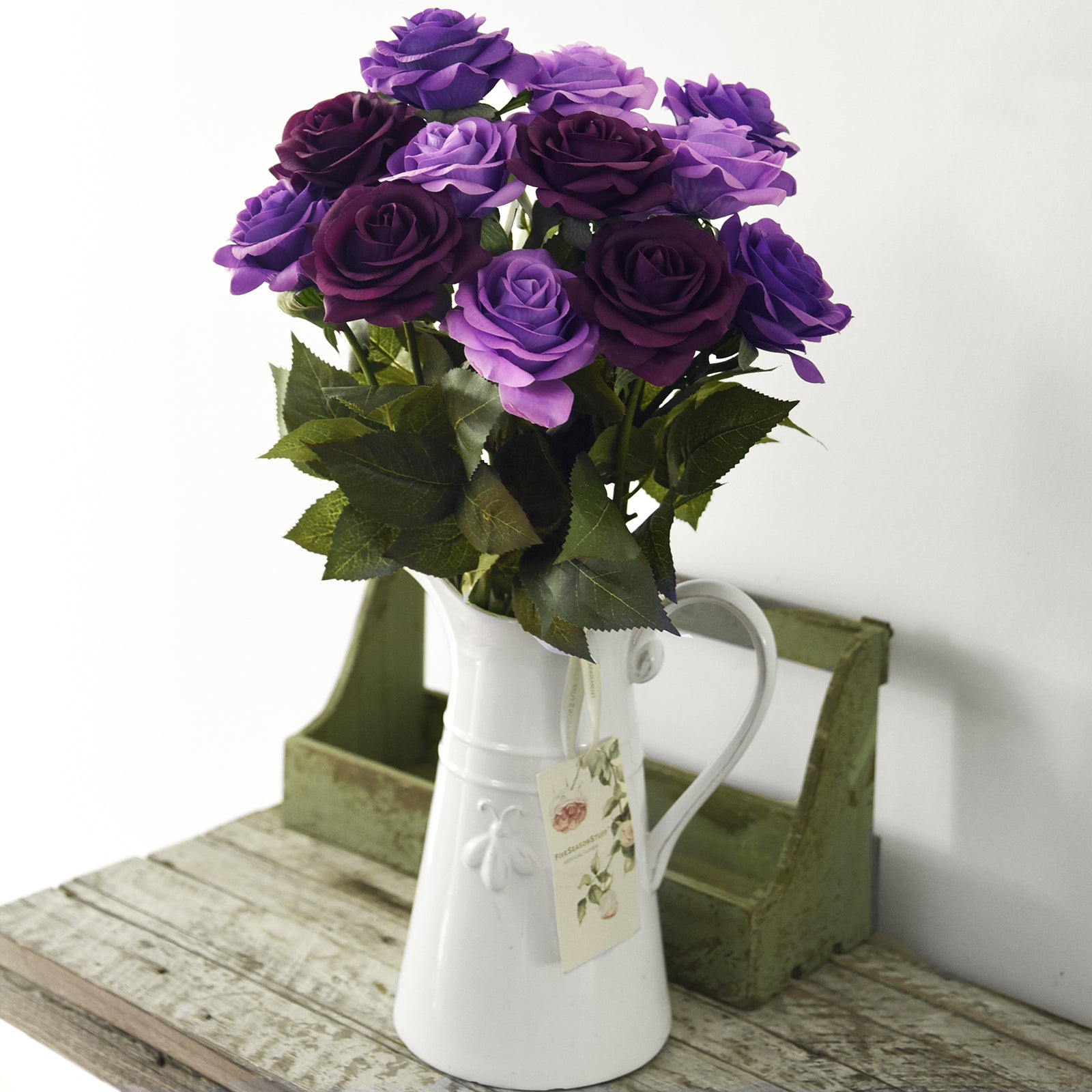 Real Touch 12 Stems Purple Mix Silk Artificial Roses Flowers ‘Petals Feel and Look like Fresh Roses'