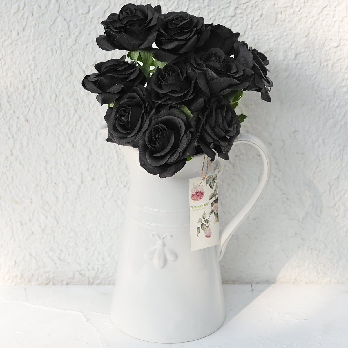 Real Touch 10 Stems Black Silk Artificial Roses Flowers ‘Petals Feel and Look like Fresh Roses
