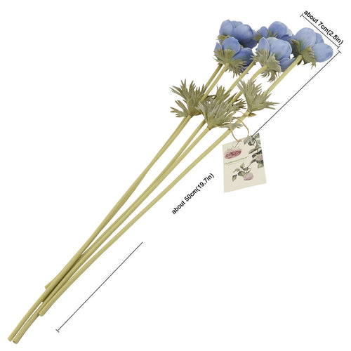 5 Long Stems (Light Blue) Anemone ‘Real Touch’ Artificial Flower