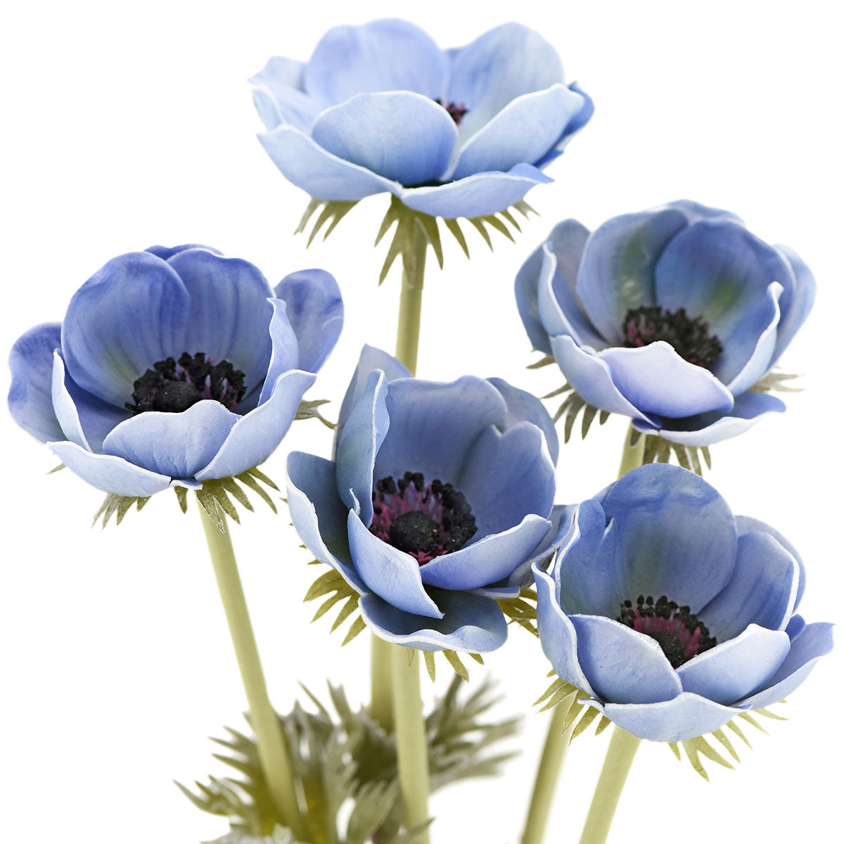 5 Long Stems (Light Blue) Anemone ‘Real Touch’ Artificial Flower
