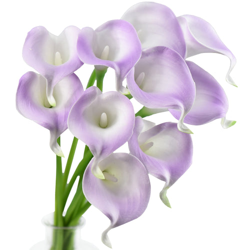 Pale Violet Real Touch Calla Lilies Artificial Flower Bouquet 10 Stems