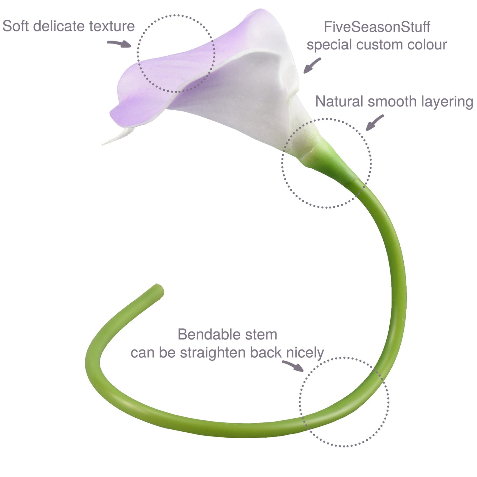 Pale Violet Real Touch Calla Lilies Artificial Flower Bouquet 10 Stems