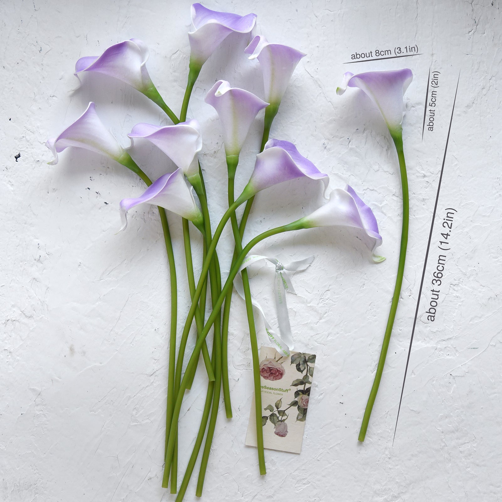 Pale Violet Real Touch Calla Lilies Artificial Flower Bouquet 10 Stems