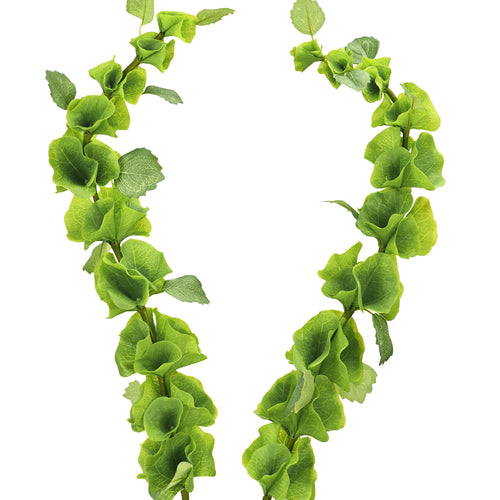 Green artificial Bells of Ireland stems, product view.