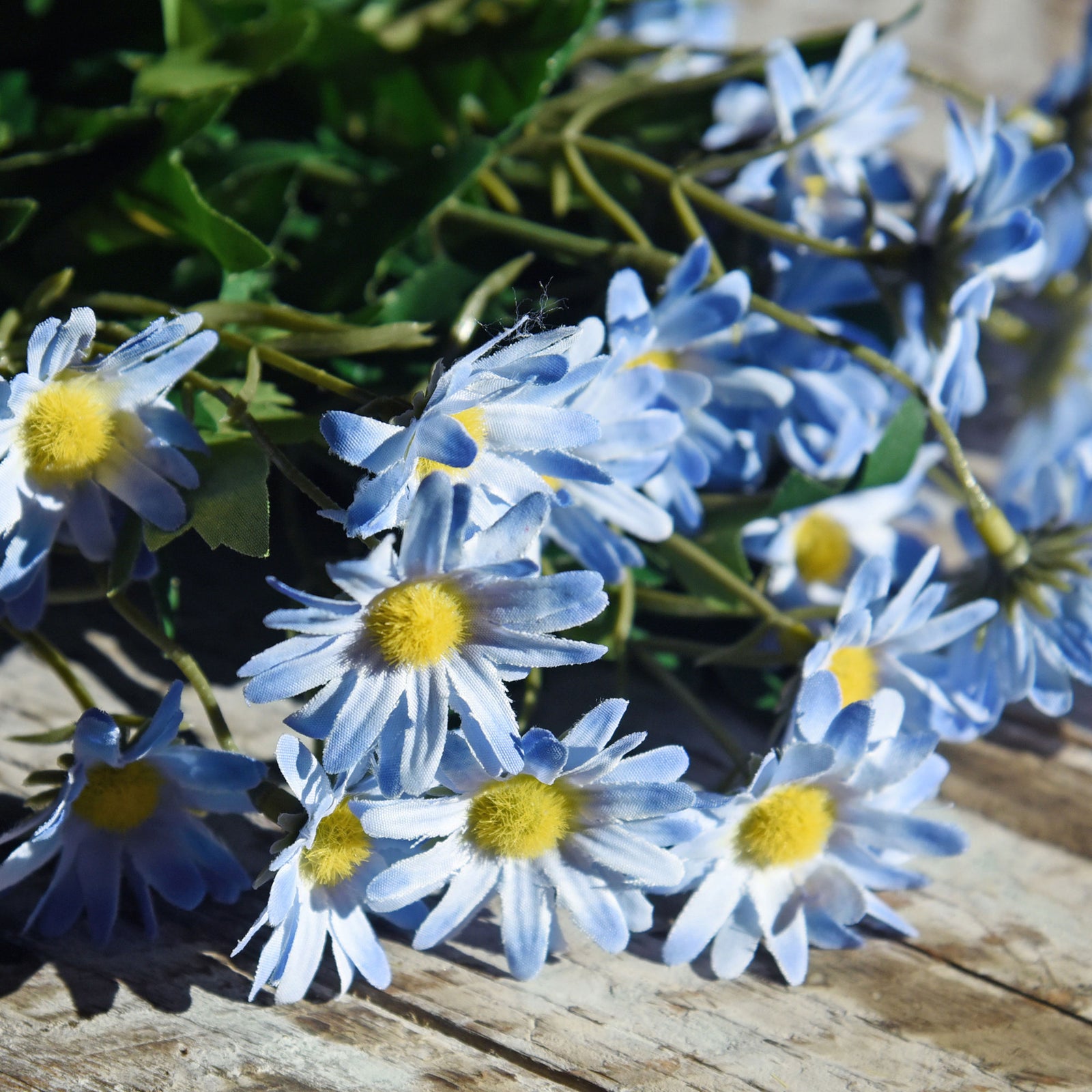Lake Blue artificial daisy bunch shown in an alternate product view for vase styling.