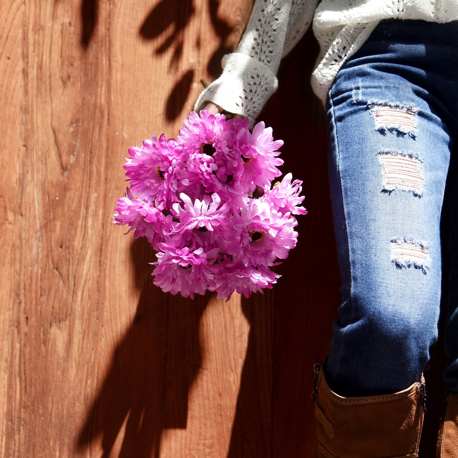Magenta pink silk gerbera flowers shown in an additional product detail view.