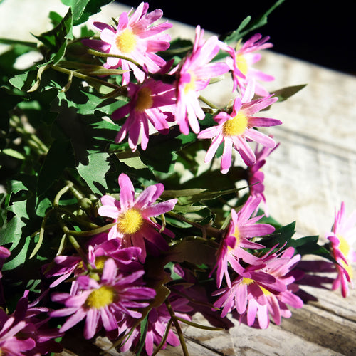 Majestic Purple artificial daisy bunch shown in an alternate product view for vase styling.