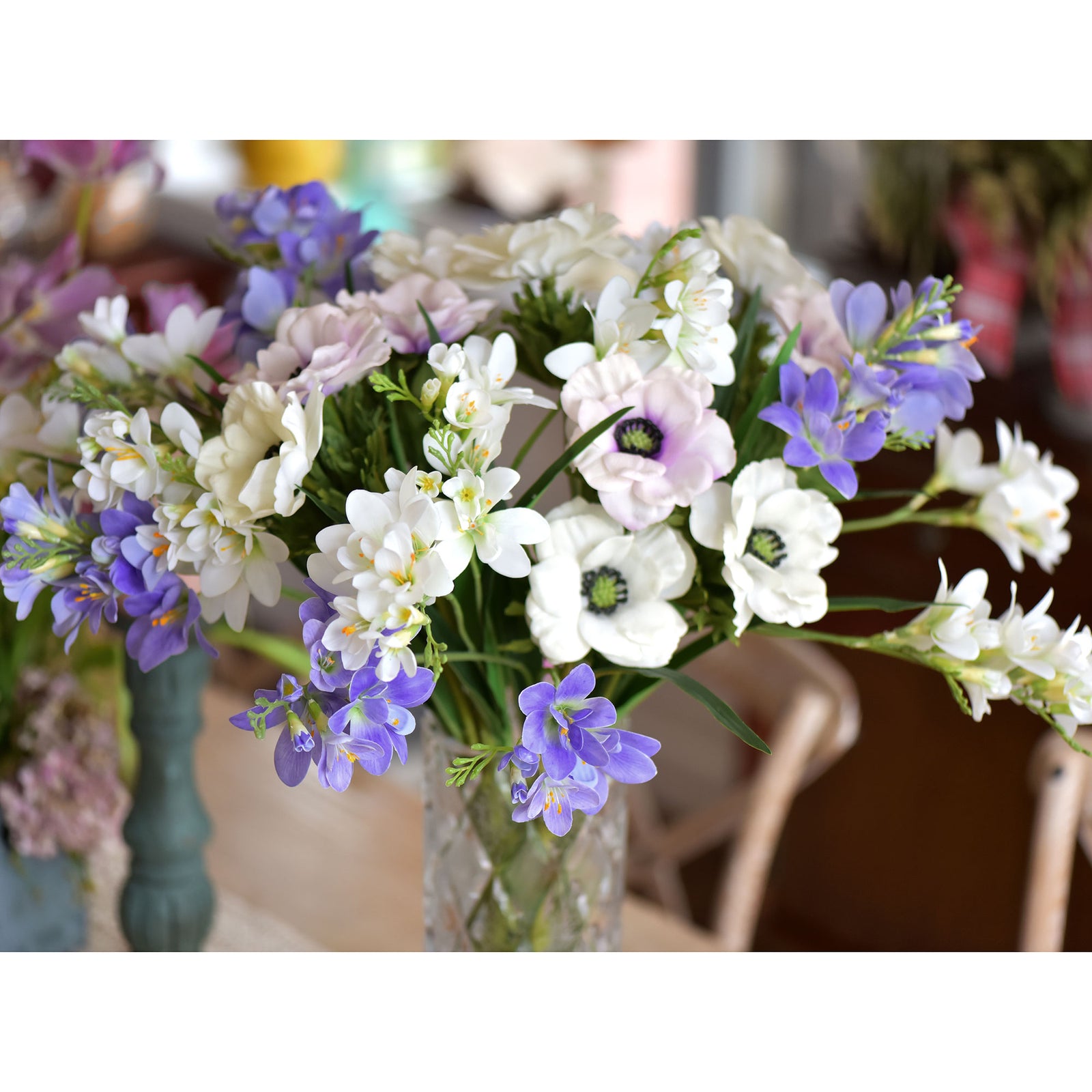 Real Touch Freesia (Purple) Long Stem Realistic Artificial Flowers, Wedding, Home Decor, Arrangment 6 Stems -FiveSeasonStuff