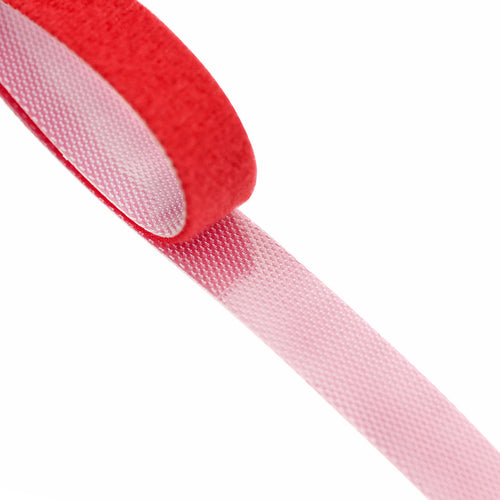 Red reusable nylon hook and loop cable ties shown in product view 2 for cord and wire organization.