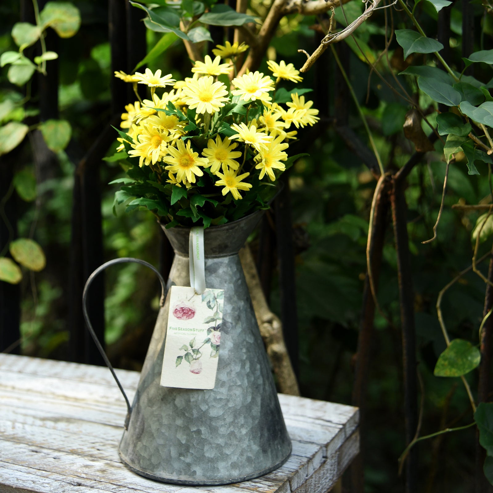 Sunny Yellow artificial daisy bunch shown in another product detail view.