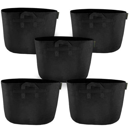 FiveSeasonStuff 5 Pack 25 Gallons Grow Bags Aeration Smart Gardening
